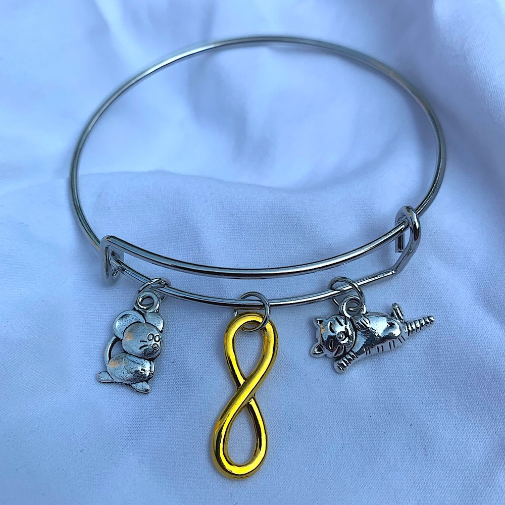 Brand New! Handmade! Adjustable Charm Bangle Bracelet!